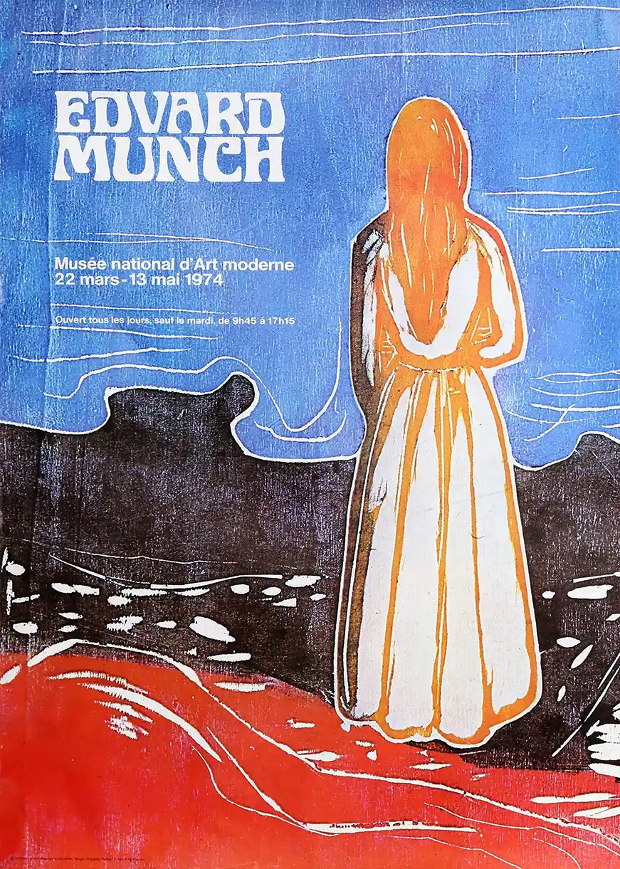 Edvard Munch 1974 Paris Exhibition Poster (Musée national d'Art moderne Vintage Art Print)