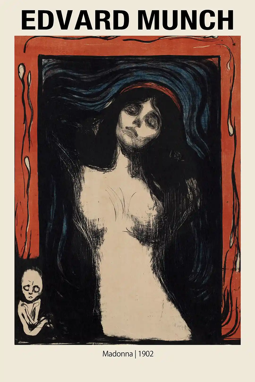 Edvard Munch - Madonna (1902) Expressionist Art Print | Dark Fine Art Poster