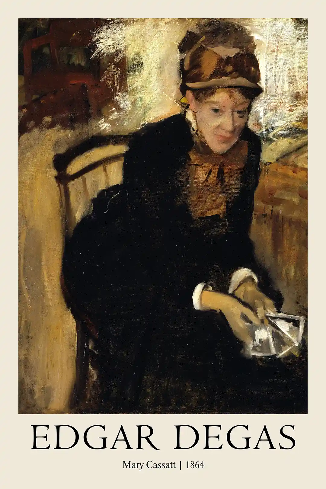 Edgar Degas 'Mary Cassatt Seated Holding Cards' 1864 Impressionist Art Print