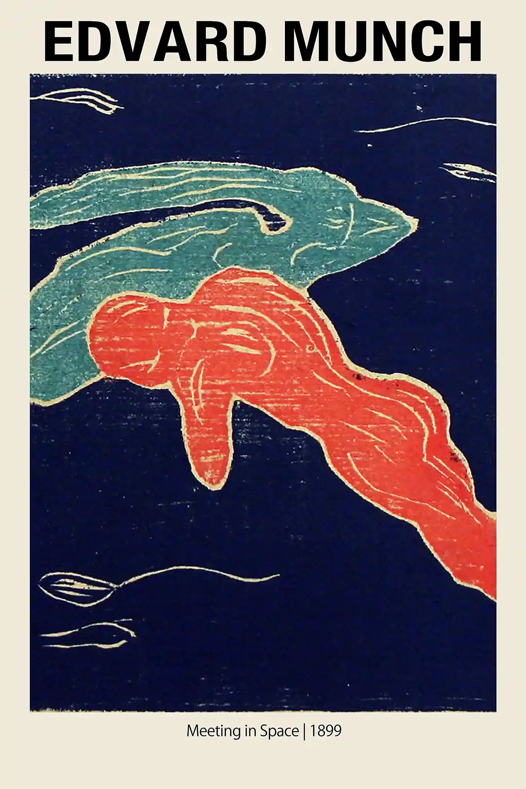 Edvard Munch 'Meeting in Space' (1899) Poster | Expressionist Woodcut Art Print