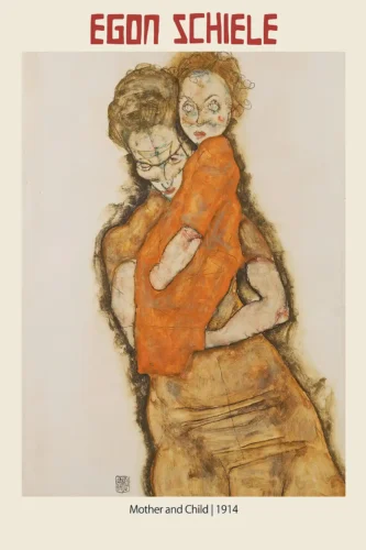 Egon Schiele Mother and Child 1914 Expressionist Art Print