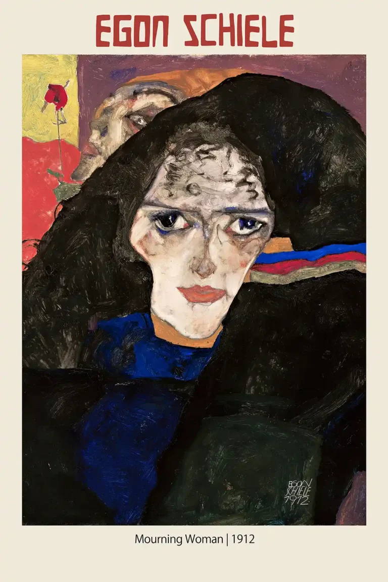Mourning Woman — haunting 1912 expressionist portrait by Egon Schiele featuring a woman