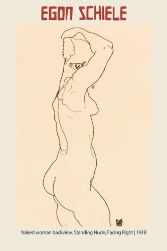 Egon Schiele Standing Nude Backview 1918 Expressionist Art Print