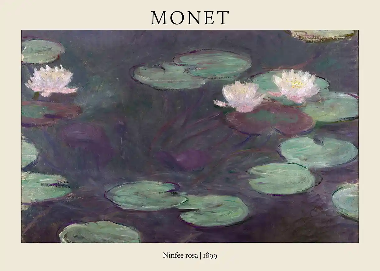 Claude Monet Water Lilies Poster - Ninfee Rosa (1899) Impressionist Art Print