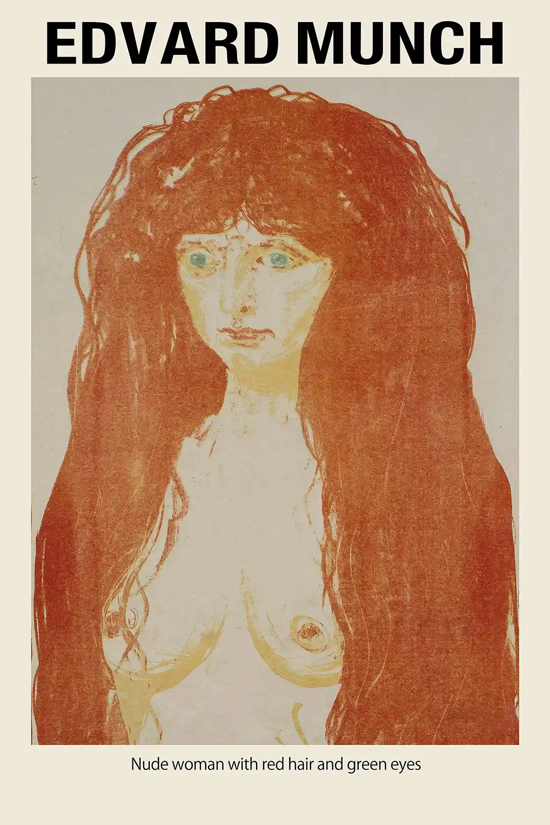 Edvard Munch Poster: Nude Woman with Red Hair and Green Eyes Symbolist Print