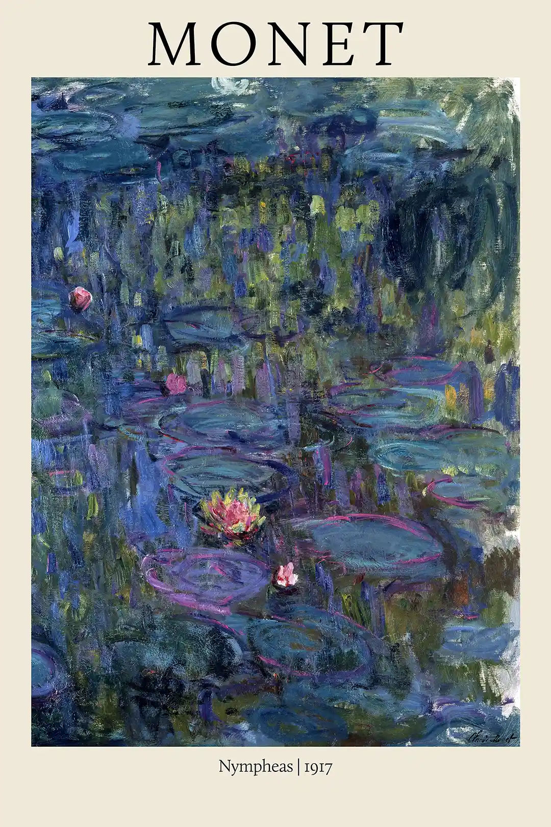 Claude Monet Water Lilies (Nympheas, 1917) Impressionist Art Poster Print
