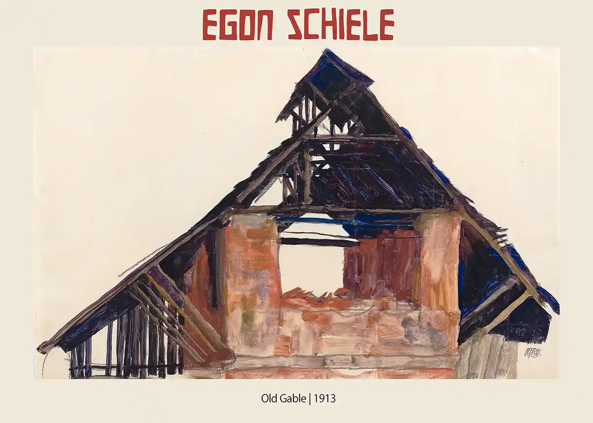 Egon Schiele's "Old Gable" (1913) Austrian Expressionism Fine Art Poster