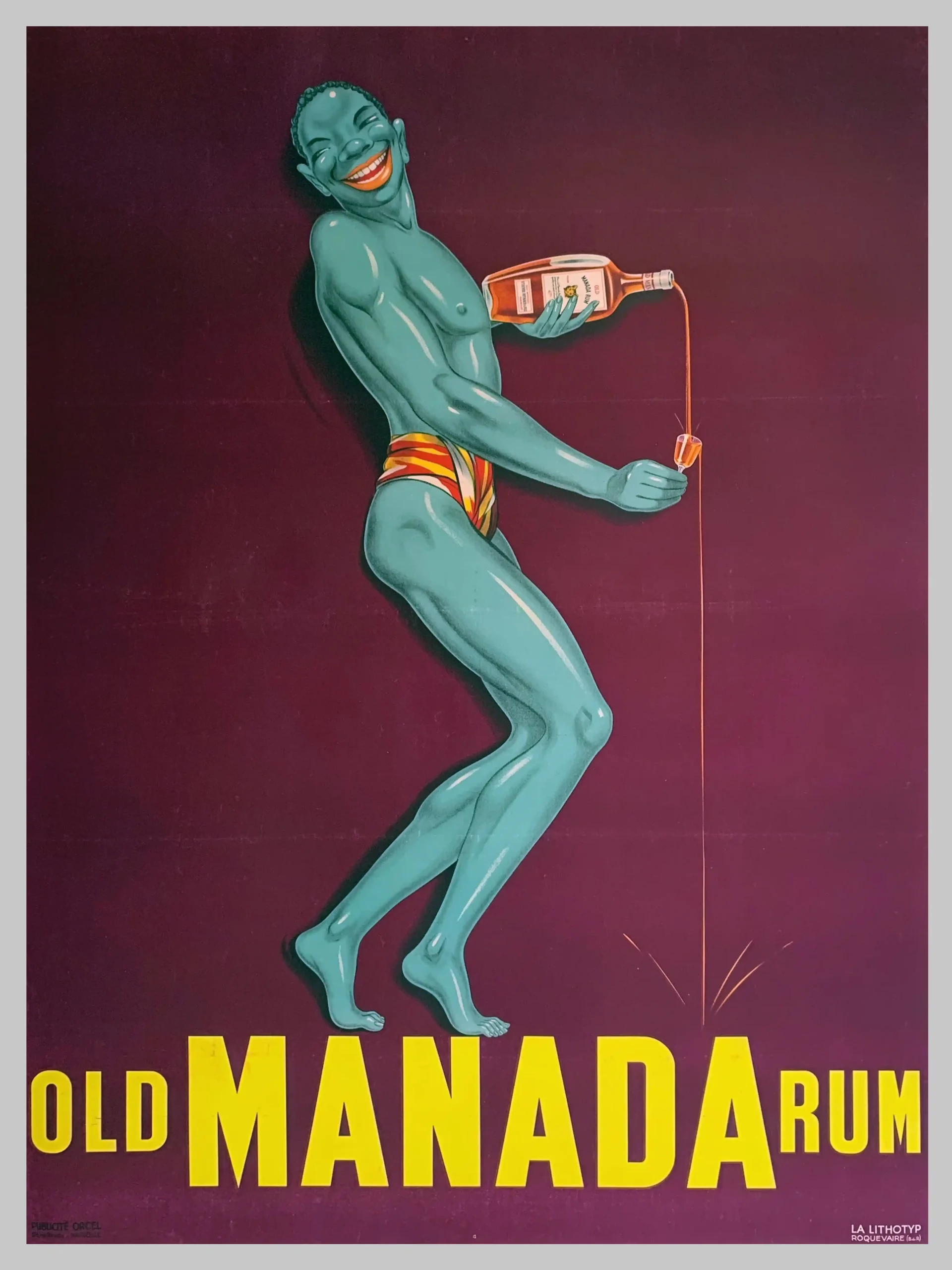 Vintage Old Manada Rum Poster | 1930s Advertising Art Deco Liquor Print
