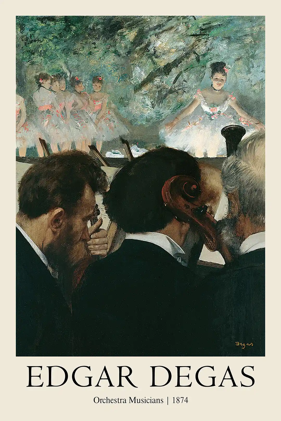 Edgar Degas "Orchestra Musicians" (1874) Art Print - Impressionist Ballet Scene