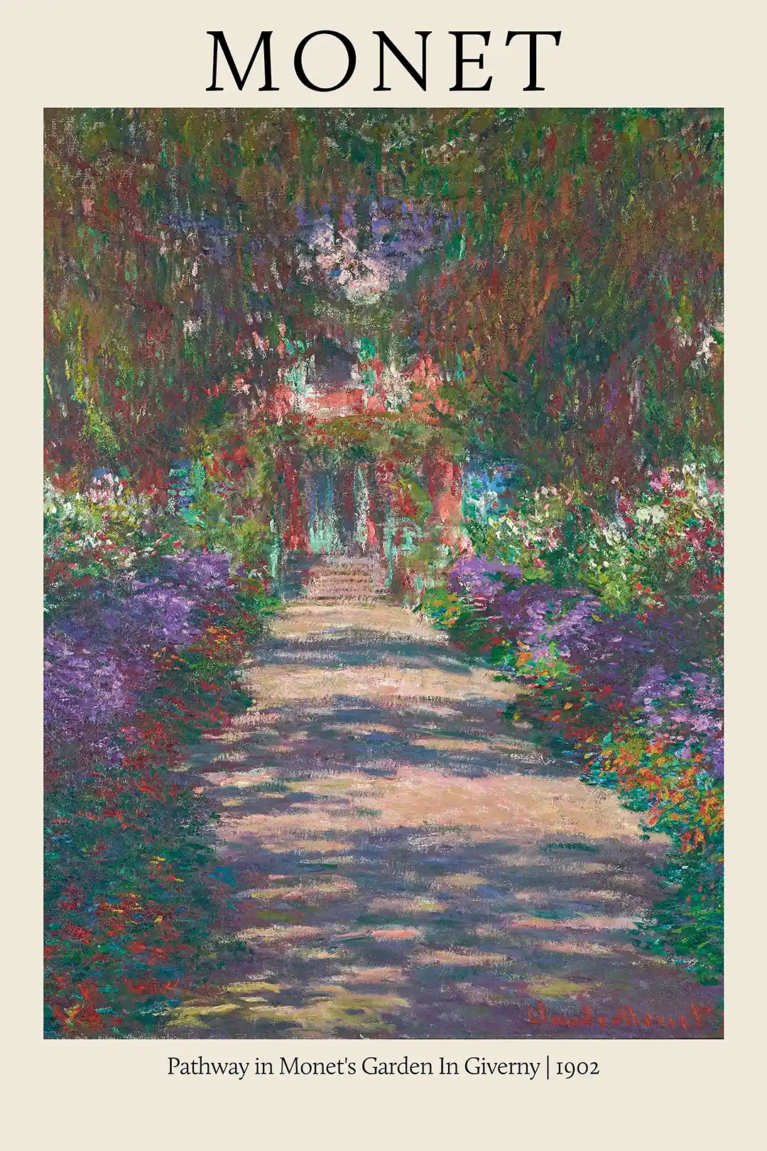 Claude Monet: Pathway in Giverny Garden (1902) - Classic Impressionist Art Poster