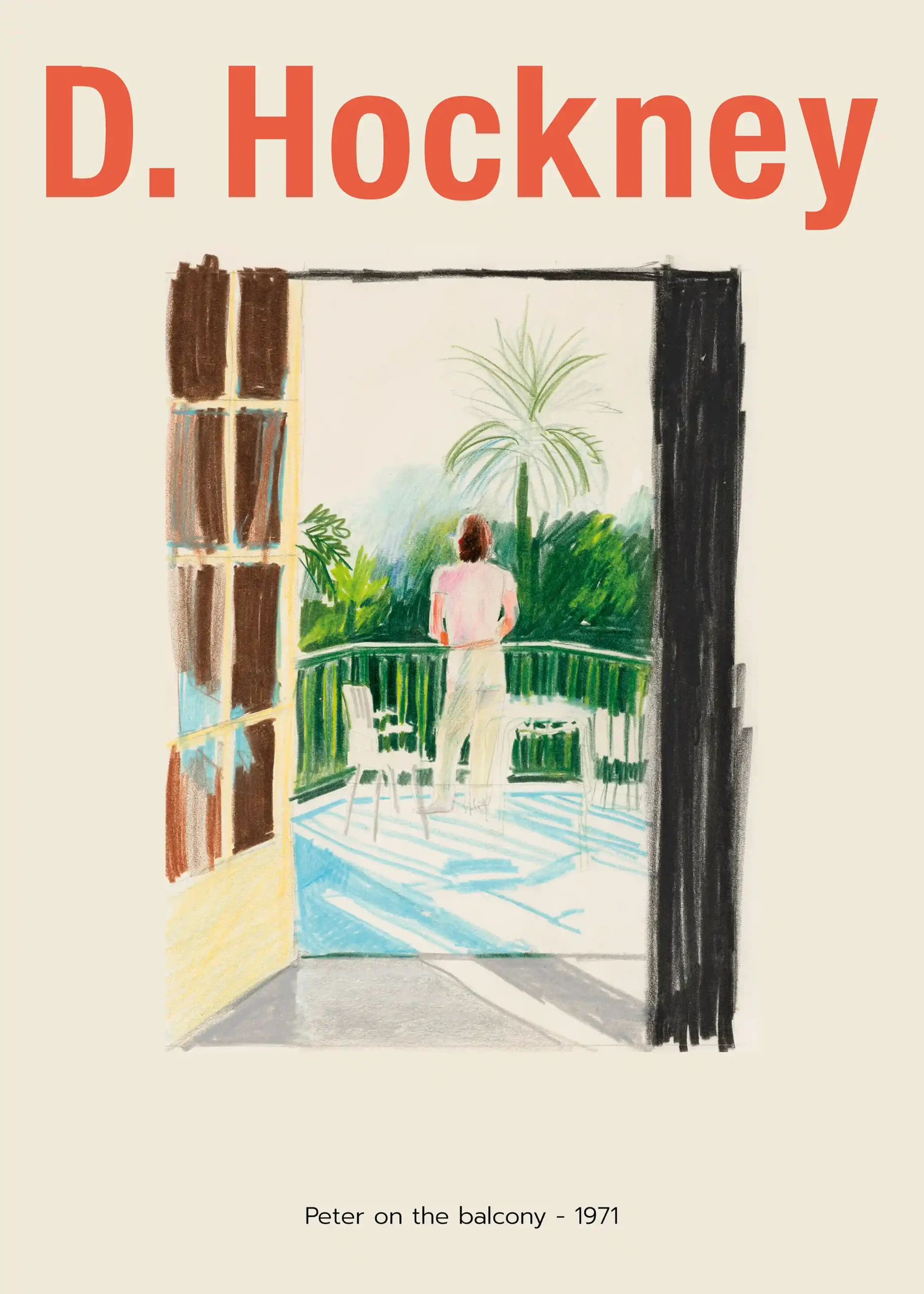 David Hockney Poster: Peter on the Balcony (1971) - Modern Art Print