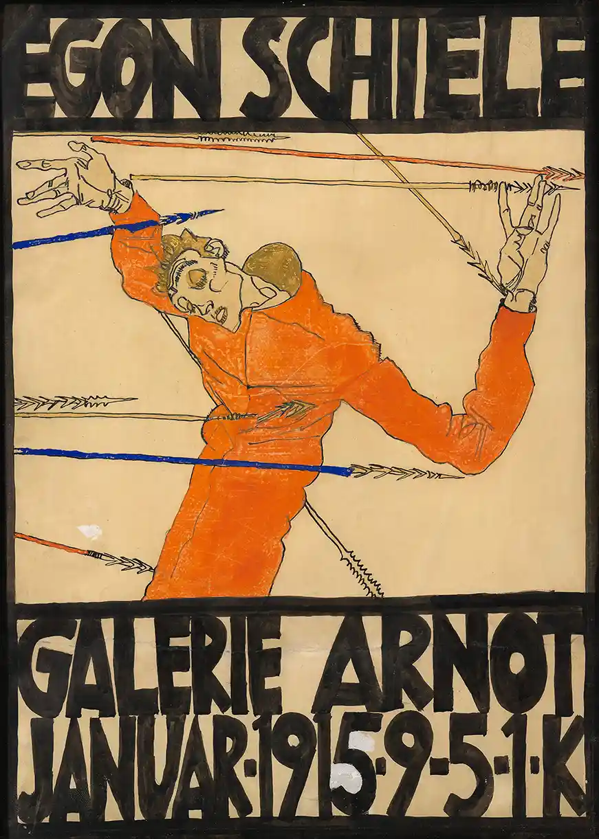 Egon Schiele Exhibition Poster (1915) – Galerie Arnot Vienna Expressionist Art Print