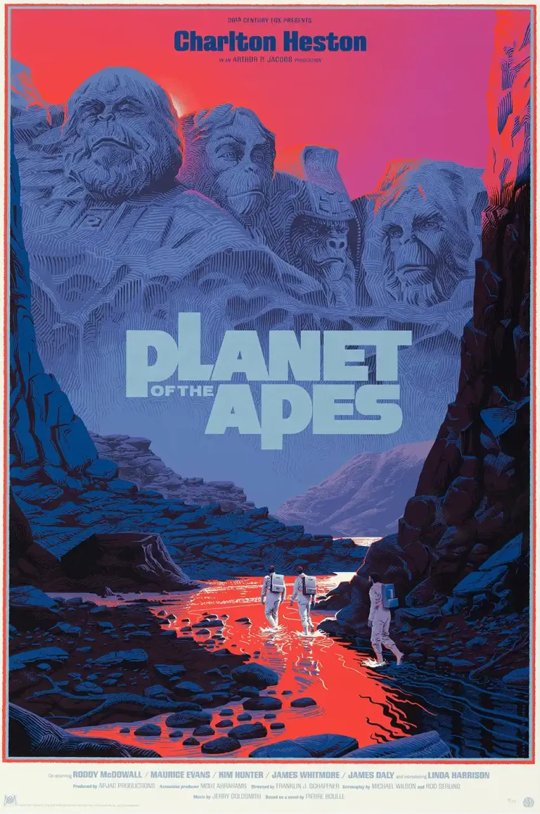Planet of the Apes (1968) Movie Poster - Ape Faces & Astronauts Art Print