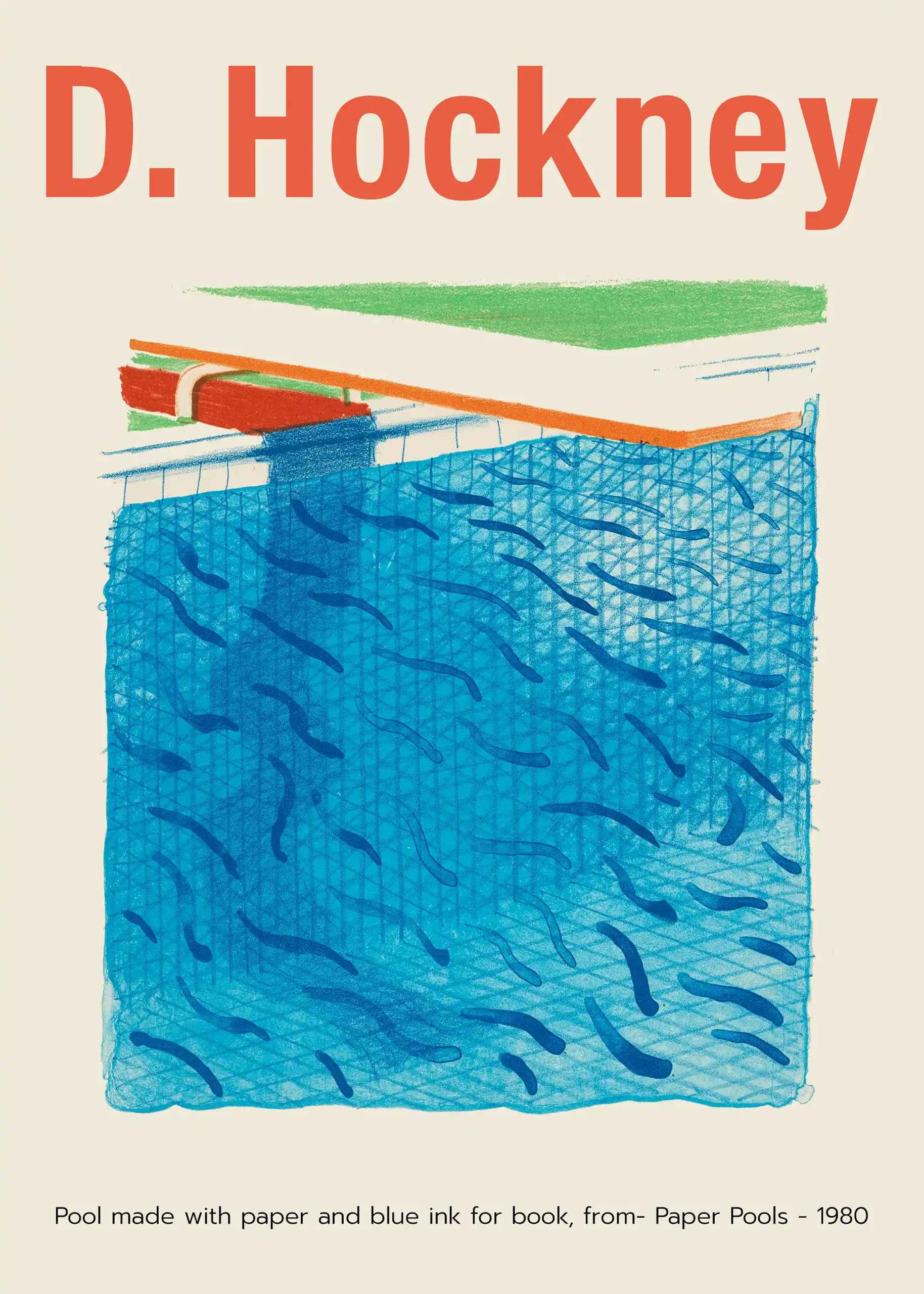 David Hockney Paper Pools 1980 Poster | Iconic Blue Pool Modern Art Print
