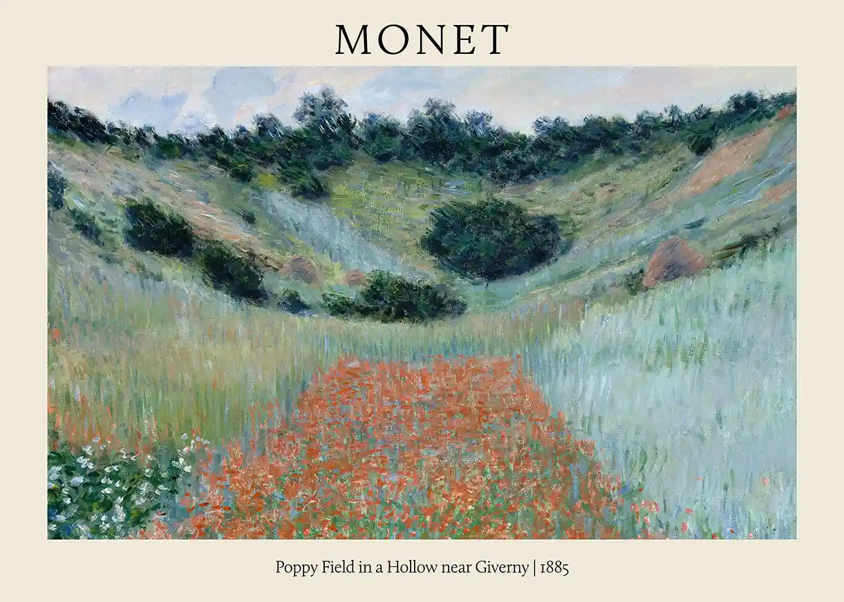 Claude Monet 'Poppy Field in a Hollow near Giverny' 1885 Impressionist Landscape Art Print