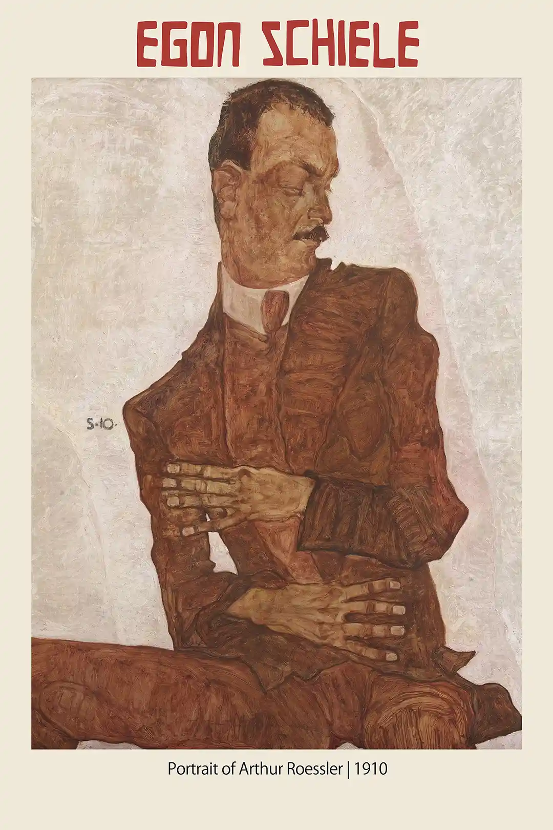 Egon Schiele "Portrait of Arthur Roessler" (1910) Expressionism Poster Print