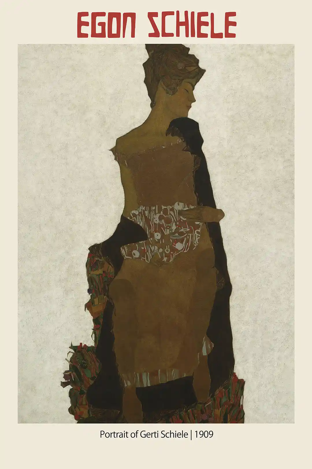 Egon Schiele Poster: Portrait of Gerti Schiele (1909) - Austrian Expressionism Print