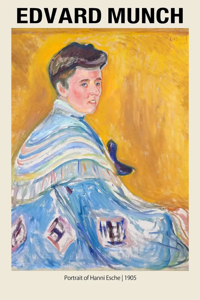 Edvard Munch Portrait Hanni — vibrant Edvard Munch expressionist portrait featuring Hanni Esche in a