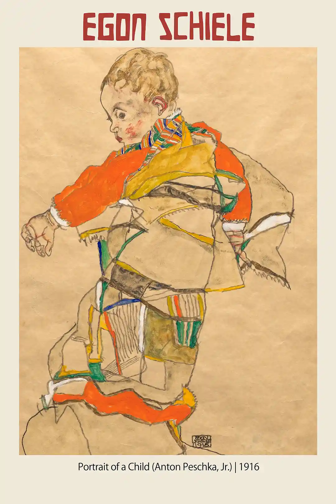 Egon Schiele "Portrait of a Child (Anton Peschka, Jr.)" 1916 Expressionist Art Poster
