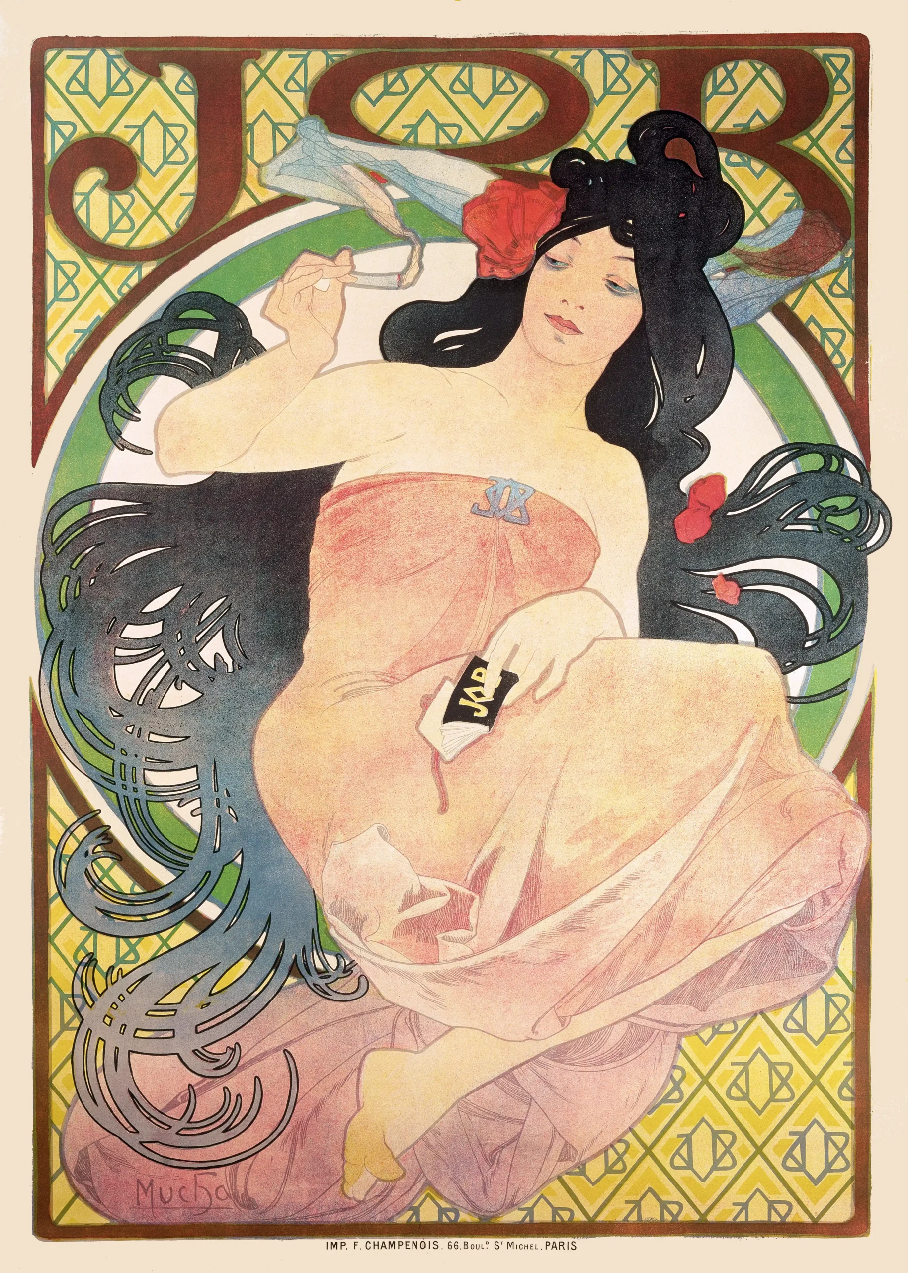 Alphonse Mucha 'Job' Cigarette Papers Poster (1898) | Iconic Art Nouveau Masterpiece