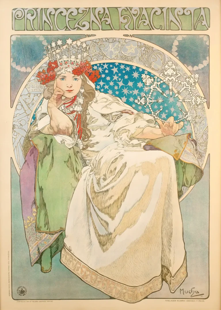 Princess Hyacinthe 1911 Alphonse — portrait of a woman in a flowing white gown wearing a star-topped crown