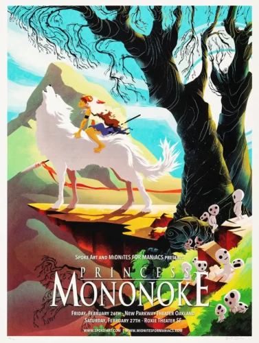 Princess Mononoke San and Wolf Spirit Joshua Budich Movie Poster