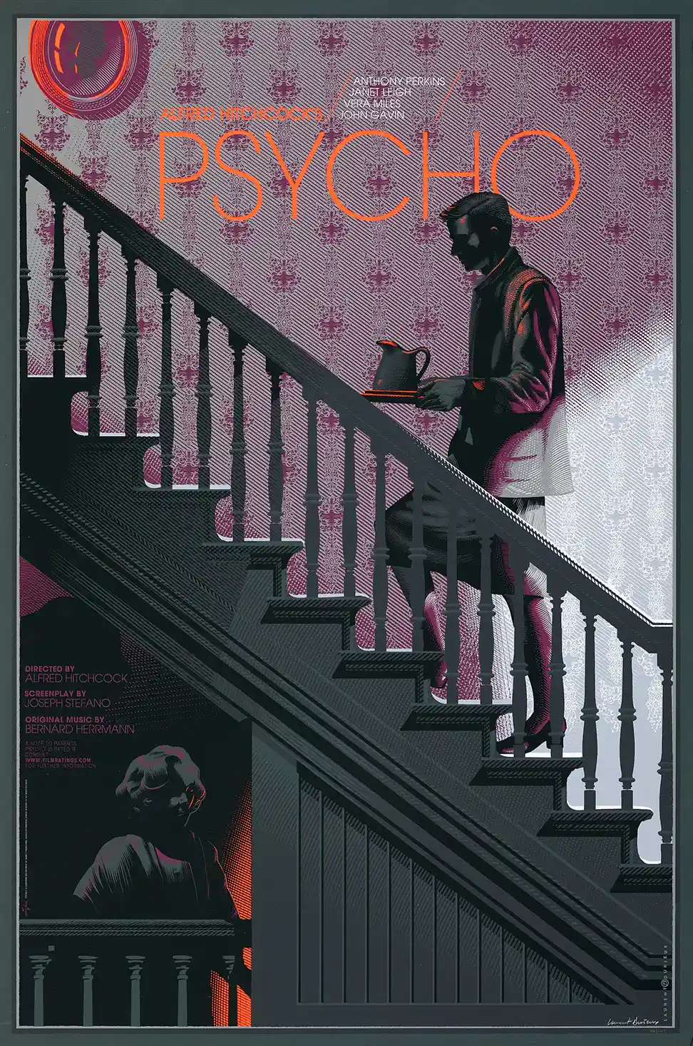 Psycho Movie Poster by Laurent Durieux - Classic Hitchcock Horror Art Print