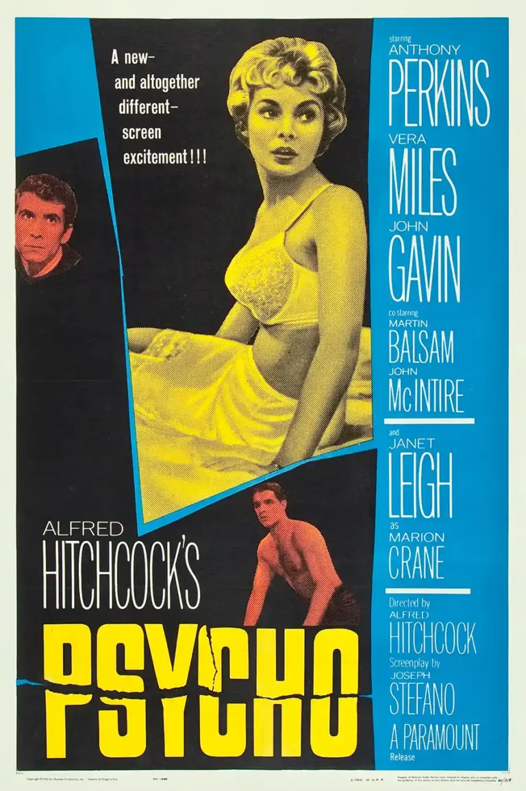 Alfred Hitchcock's Psycho 1960 Original Movie Poster - Vintage Horror Film Art
