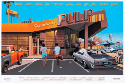 Pulp Fiction Jack Rabbit Slims Diner Scene Movie Poster
