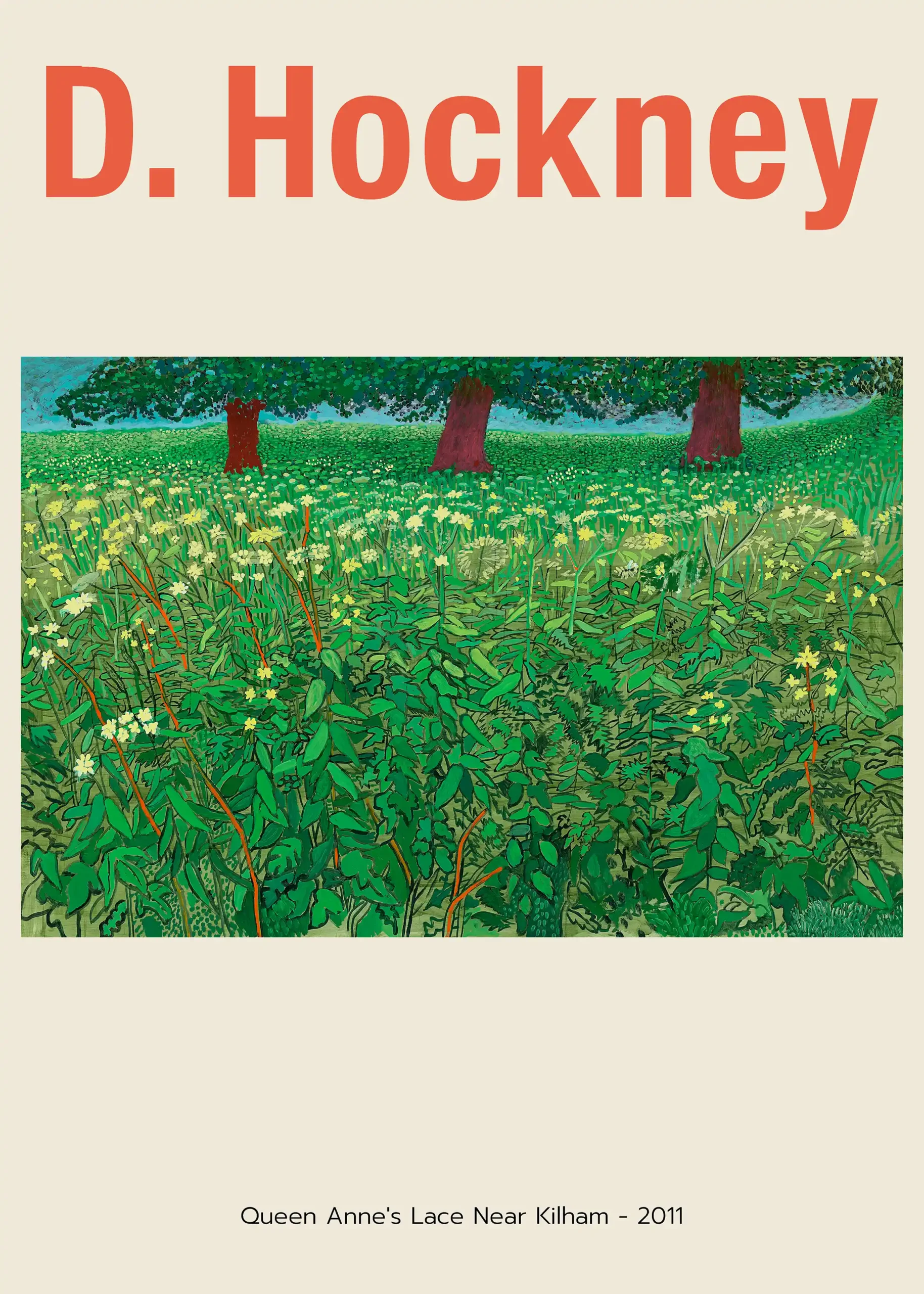 David Hockney: Queen Anne's Lace Near Kilham (2011) | Vibrant Landscape Art Print