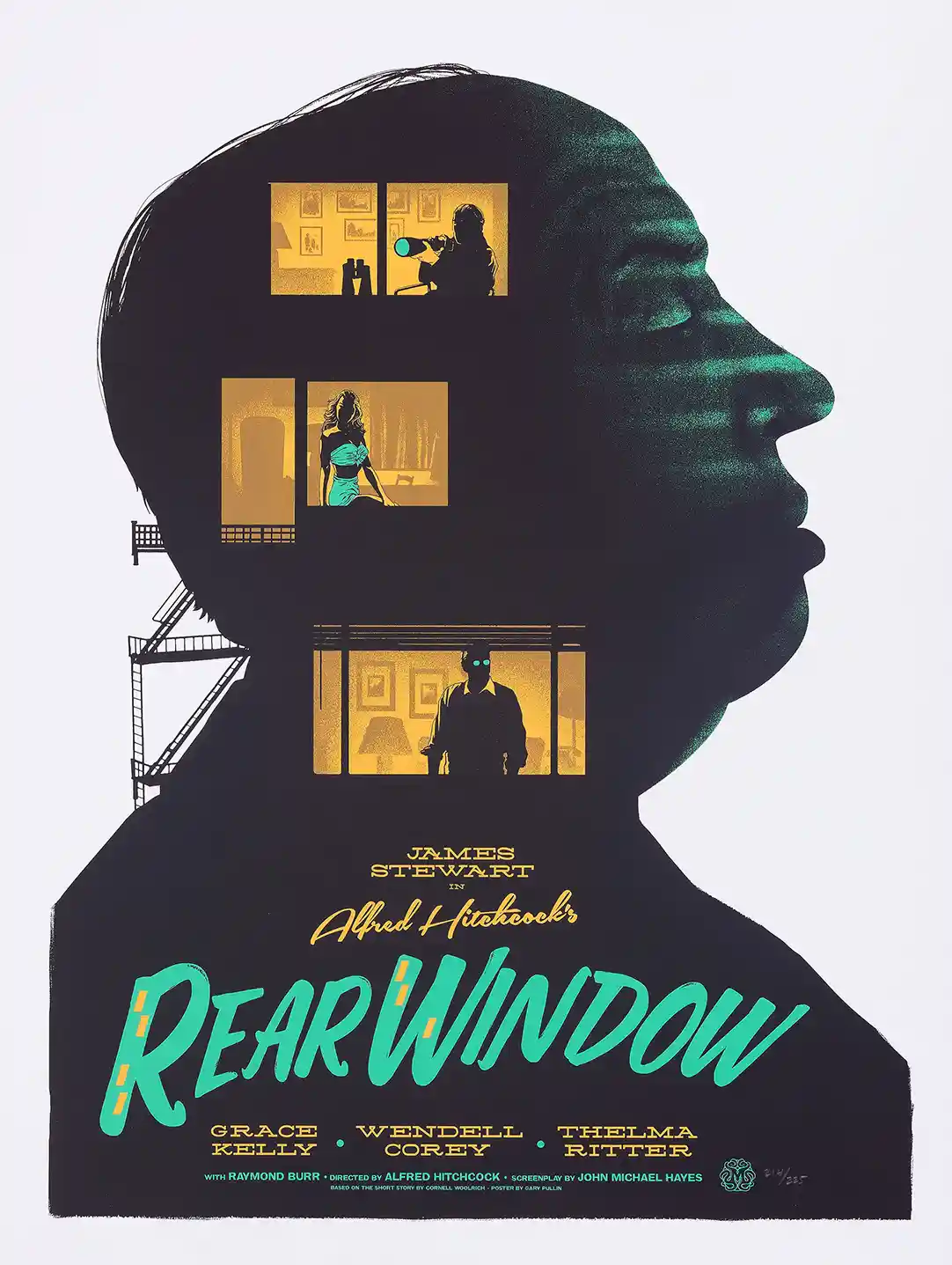 Alfred Hitchcock's Rear Window Mondo Poster by Gary Pullin (1954 Thriller Art) 3 Alfred Hitchcock's Rear Window Mondo Poster by Gary Pullin (1954 Thriller Art)