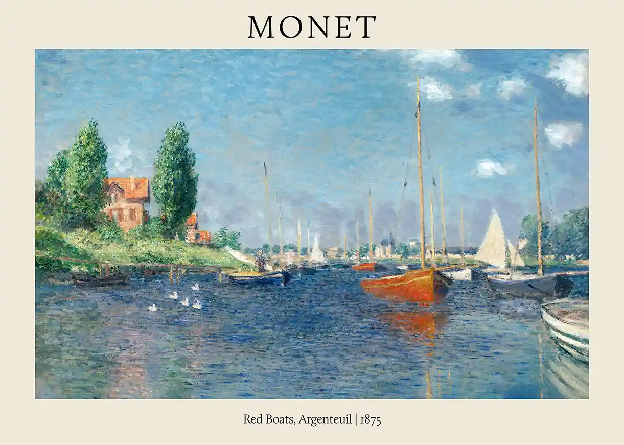 Claude Monet Red Boats, Argenteuil (1875) Impressionist Masterpiece Poster