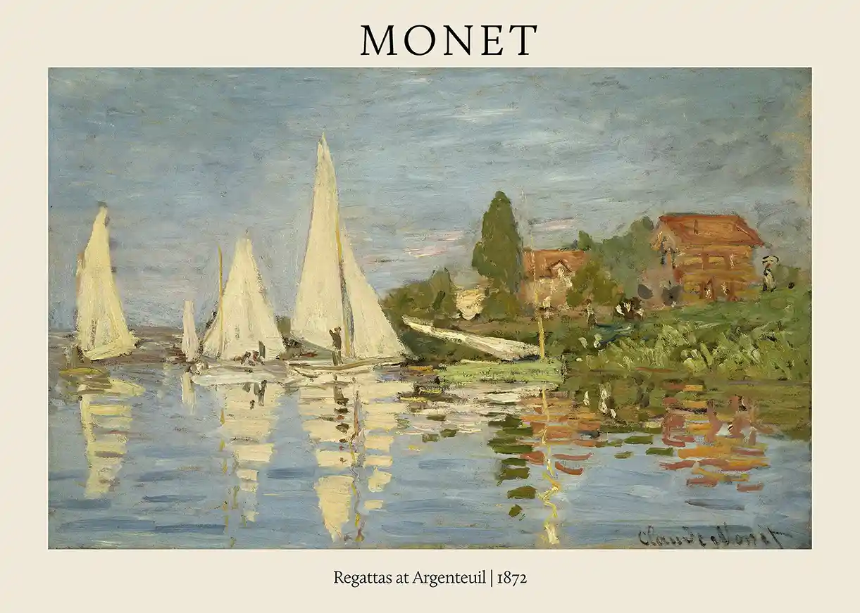 Monet's "Regattas at Argenteuil" (1872) Classic Impressionism Art Poster