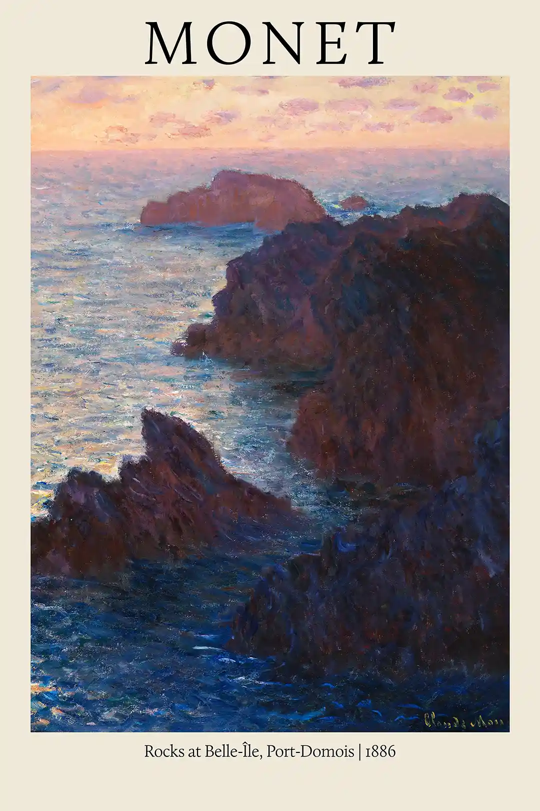 Claude Monet's "Rocks at Belle-Île, Port-Domois" 1886 Coastal Impressionism Poster