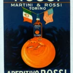 Vintage Martini & Rossi Aperitivo Rossi Ad Poster - Torino Italy Export Art Print 2 Rossi Apertivo Label