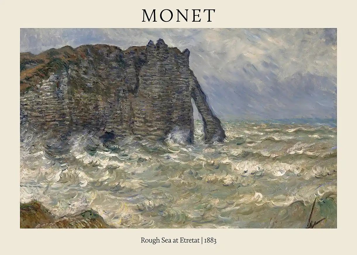Monet's Rough Sea at Etretat (1883) Poster | Iconic Impressionism Art Print