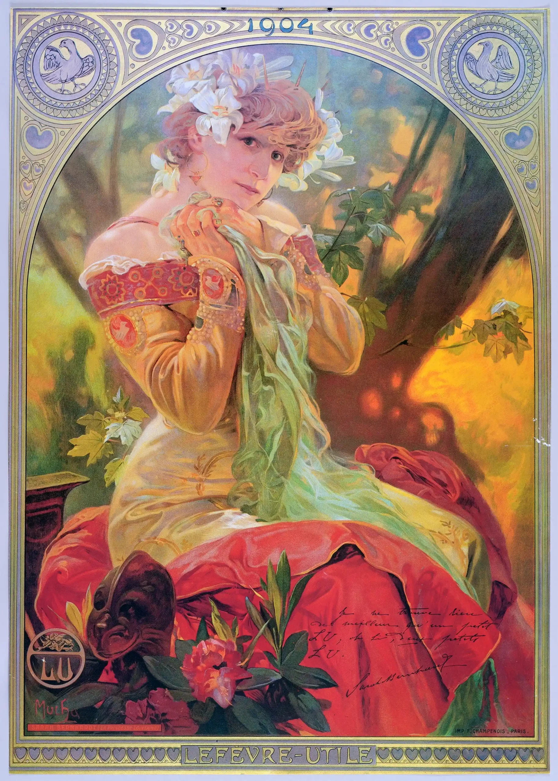 Art Nouveau Masterpiece: Sarah Bernhardt Poster (1904) by Mucha Studio Style