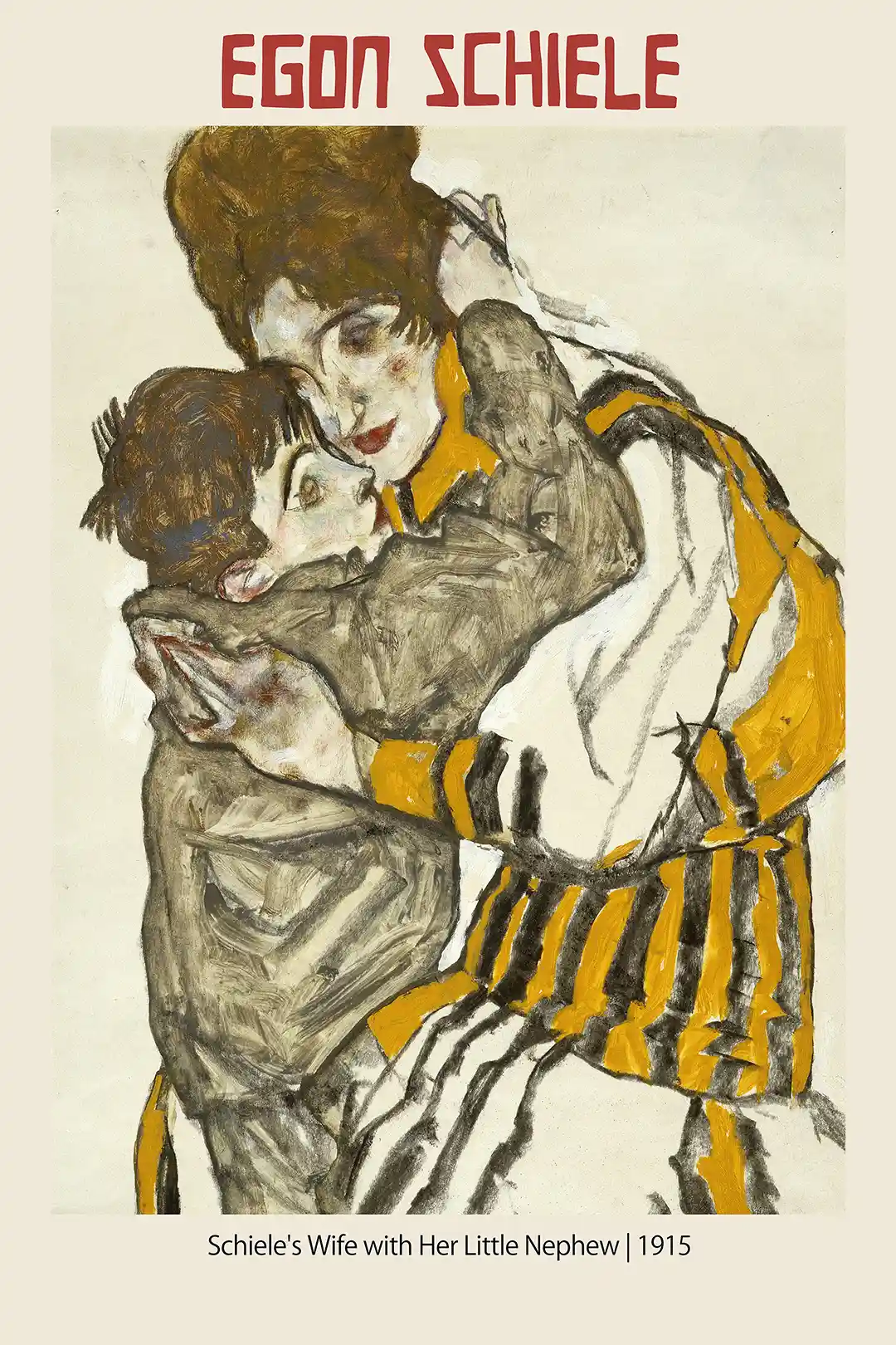 Egon Schiele: Schiele's Wife with Her Little Nephew (1915) Expressionist Art Poster