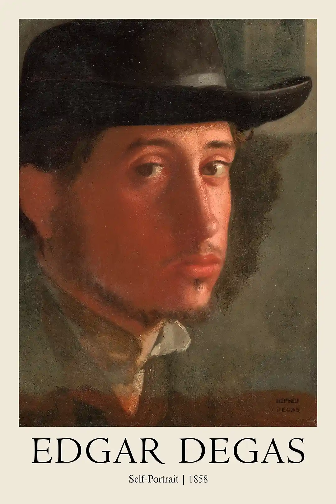 Edgar Degas Self-Portrait (1858) | Classic Impressionist Oil Painting Poster