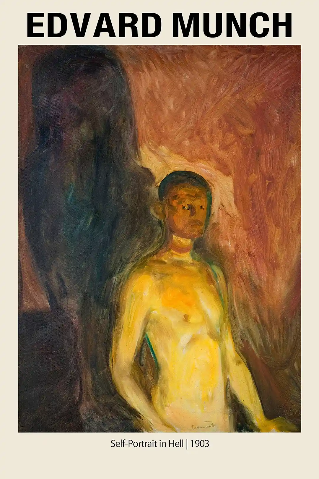 Edvard Munch 'Self-Portrait in Hell' (1903) Expressionist Art Poster Print