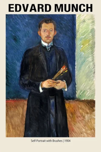Edvard Munch Self-Portrait with Brushes 1904 Expressionist Art Print