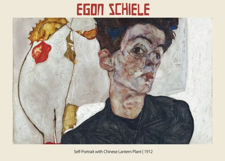 Egon Schiele Self-portrait Chinese — intense 1912 expressionist self-portrait by Egon Schiele featuring a