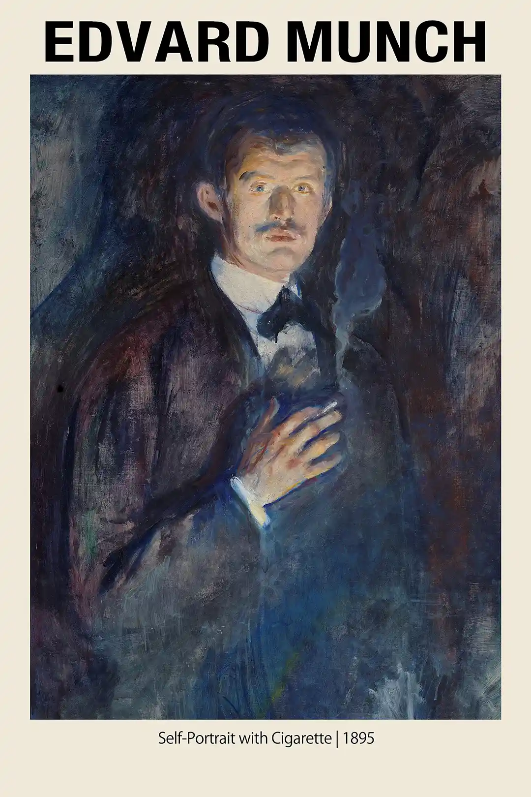 Edvard Munch "Self-Portrait with Cigarette" (1895) Expressionist Art Poster