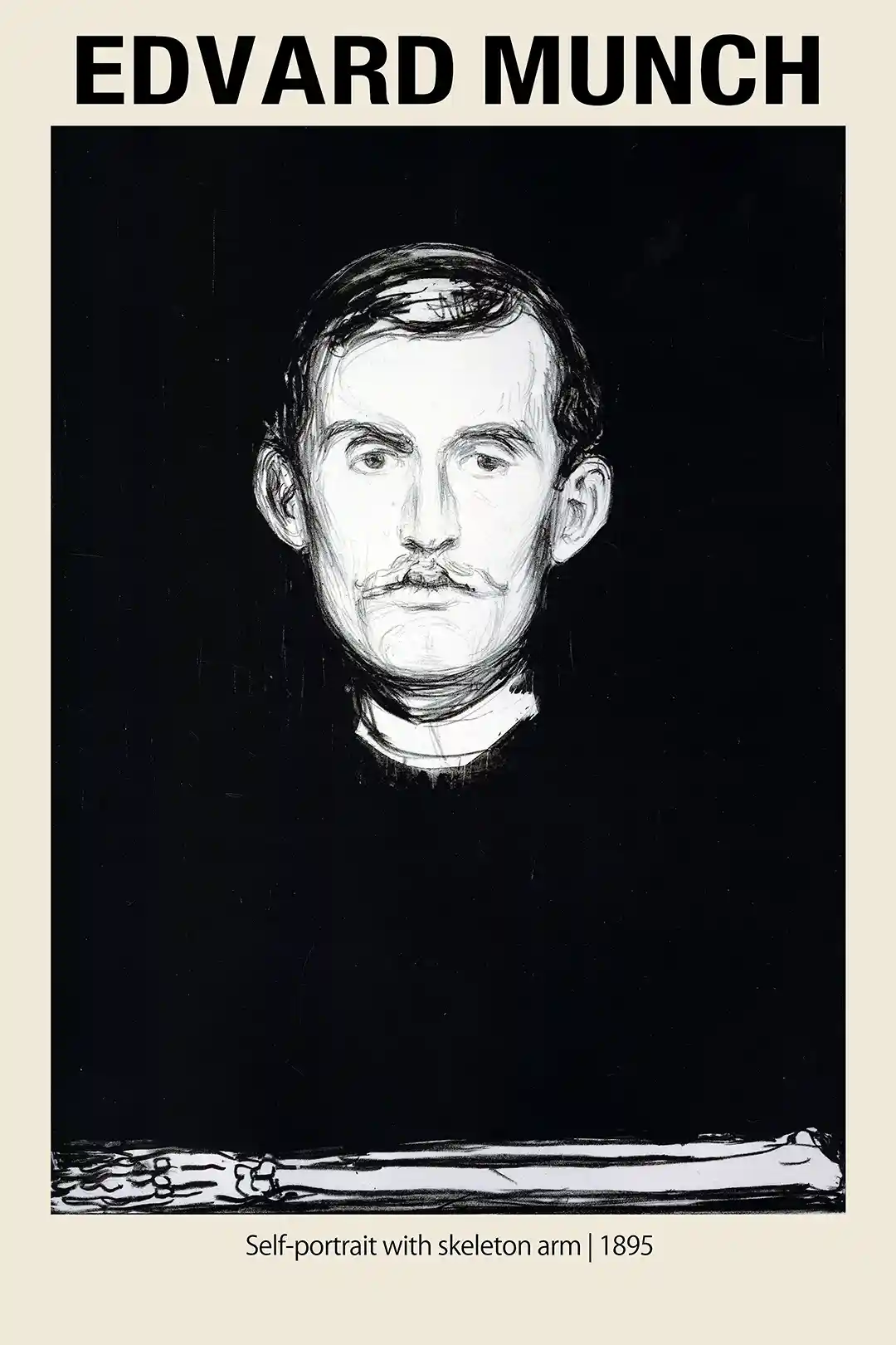 Edvard Munch Self-Portrait with Skeleton Arm (1895) Expressionist Art Poster
