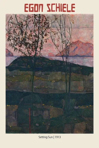 Egon Schiele Setting Sun 1913 Expressionist Landscape Art Print