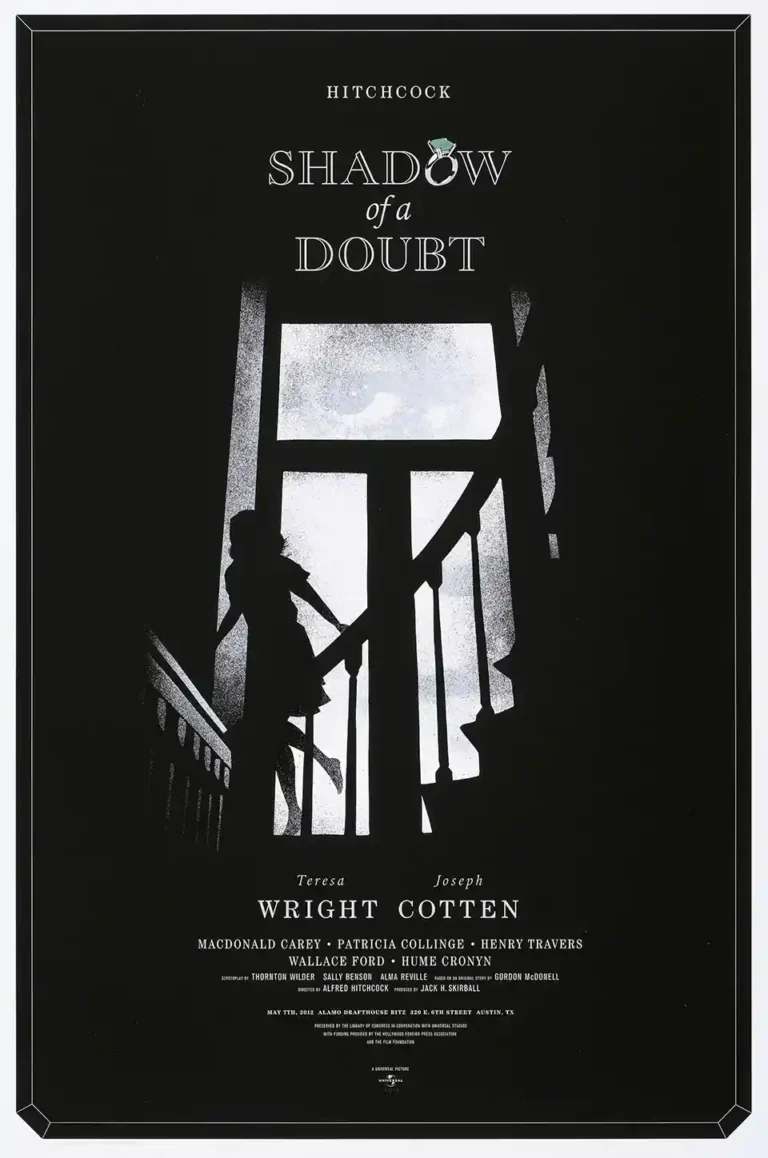 Shadow of a Doubt Movie Poster - Alfred Hitchcock Classic Thriller