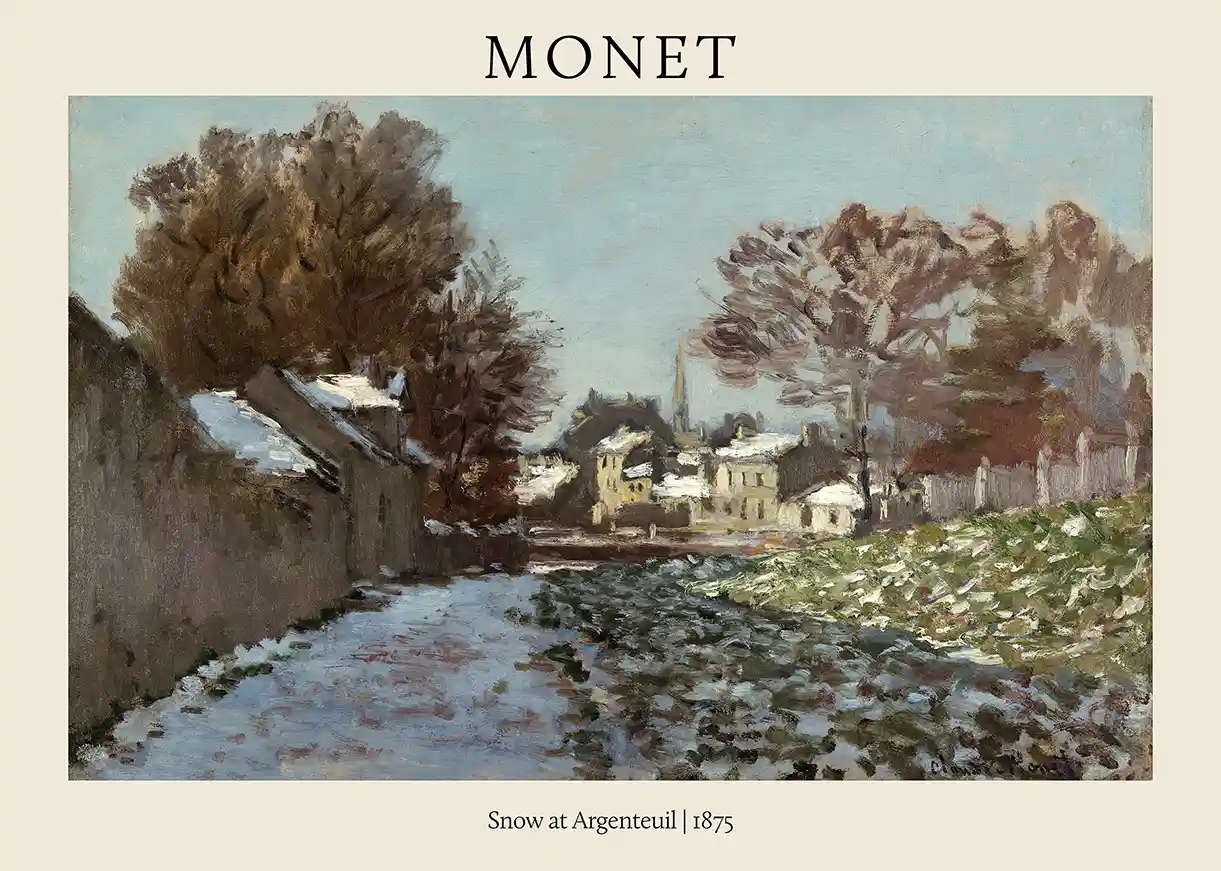 Claude Monet: Snow at Argenteuil (1875) Classic Impressionist Landscape Poster