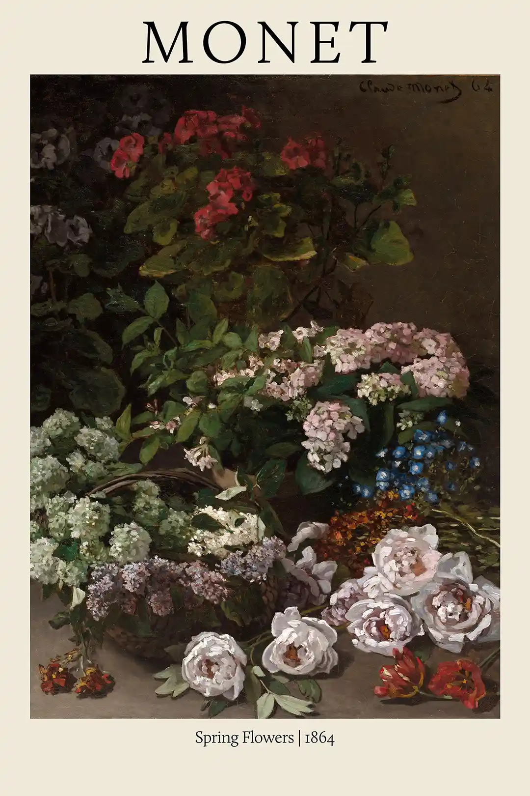 Claude Monet "Spring Flowers" 1864 Impressionist Floral Art Poster