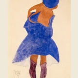 Egon Schiele Standing Girl, Back View 1908 Expressionist Art Print
