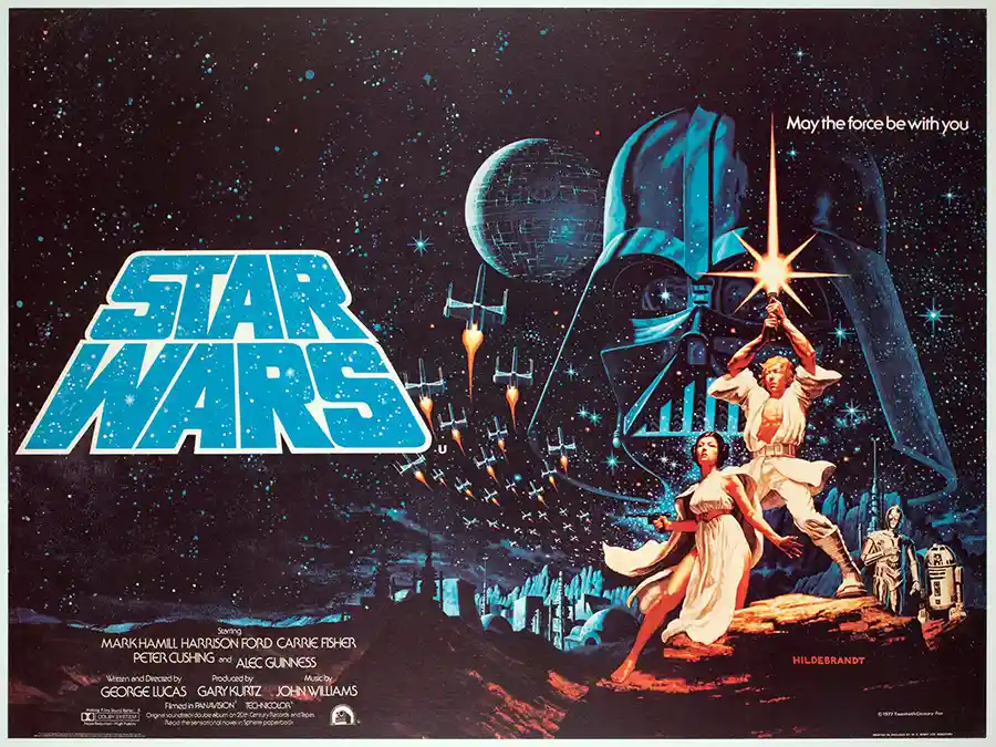 Star Wars: A New Hope Movie Poster – 1977 Original Theatrical Poster (Version 1977): Vintage Sci-Fi Wall Art Print